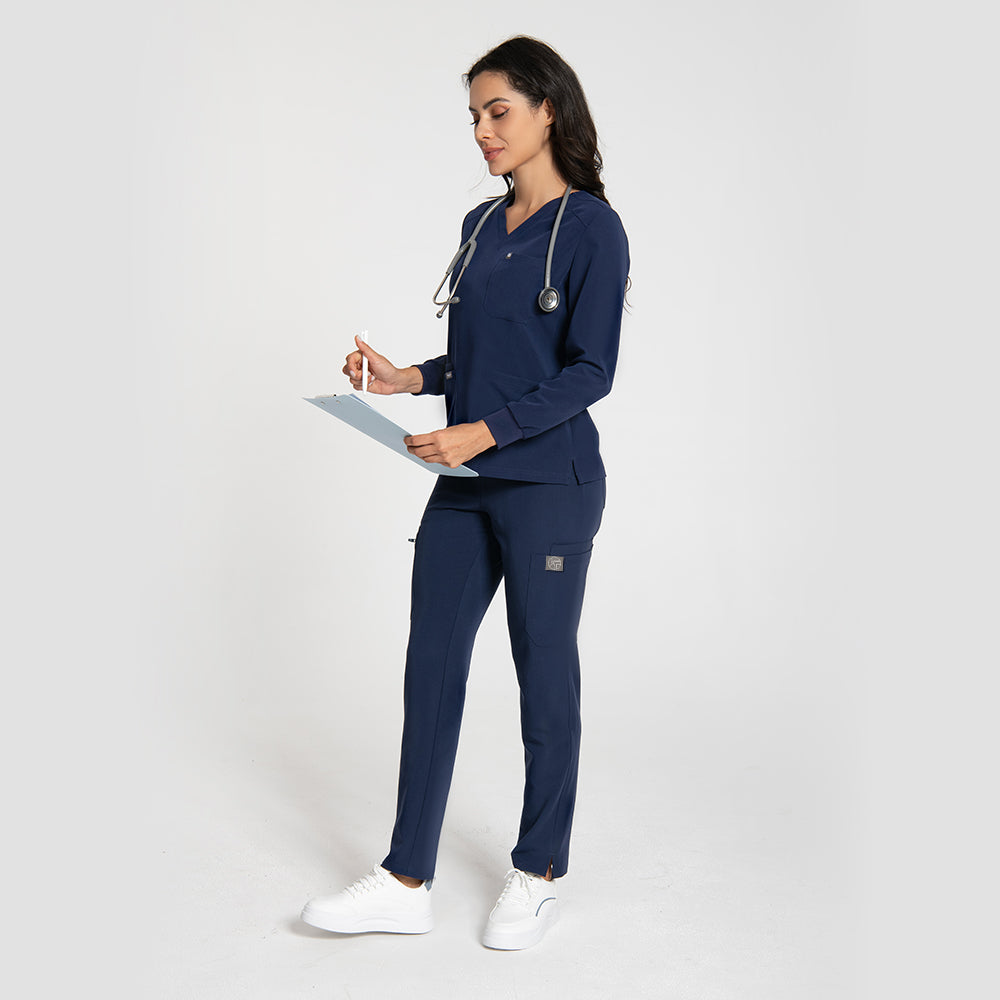Long sleeve medical scrubs for women