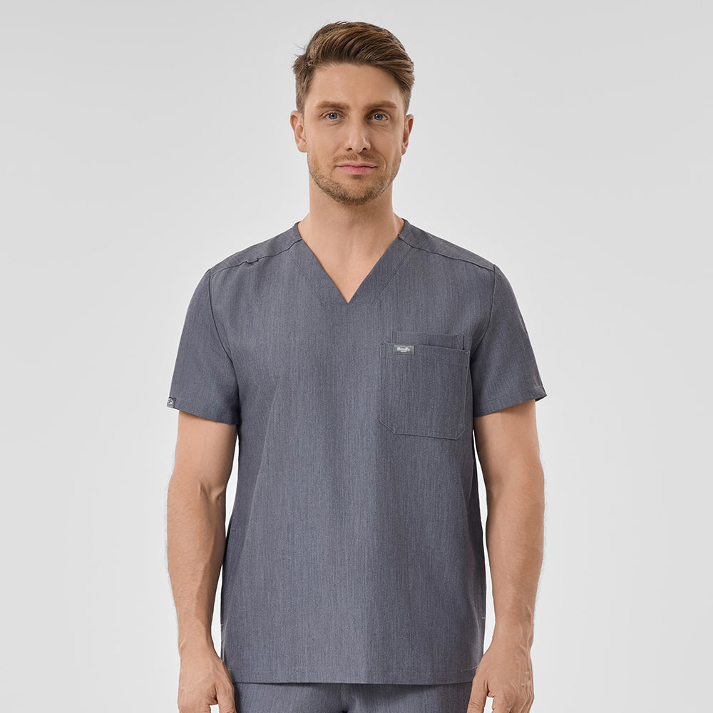 Men's Wide V-Neck Scrub Top – 4 Pockets | KungfuScrubs
