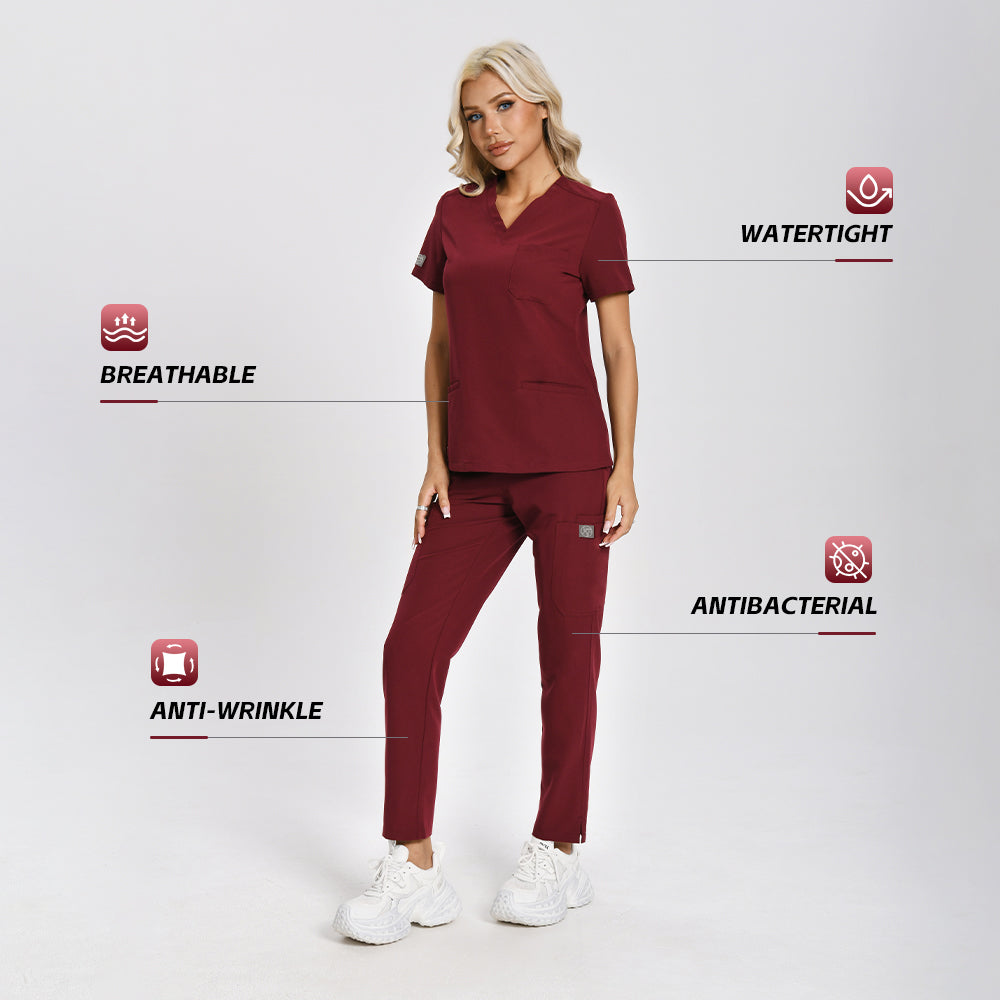 Burgundy scrub set
