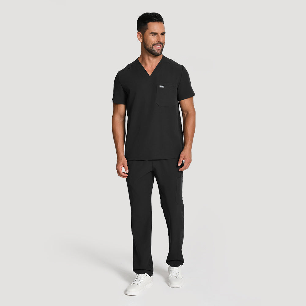 Men's Wide V-Neck Scrub Top – 4 Pockets | KungfuScrubs