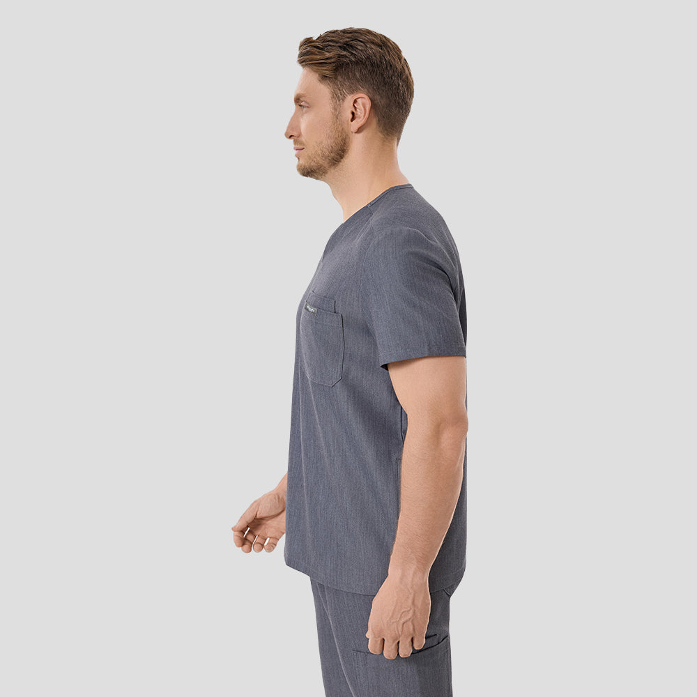 Men's Wide V-Neck Scrub Top – 4 Pockets | KungfuScrubs