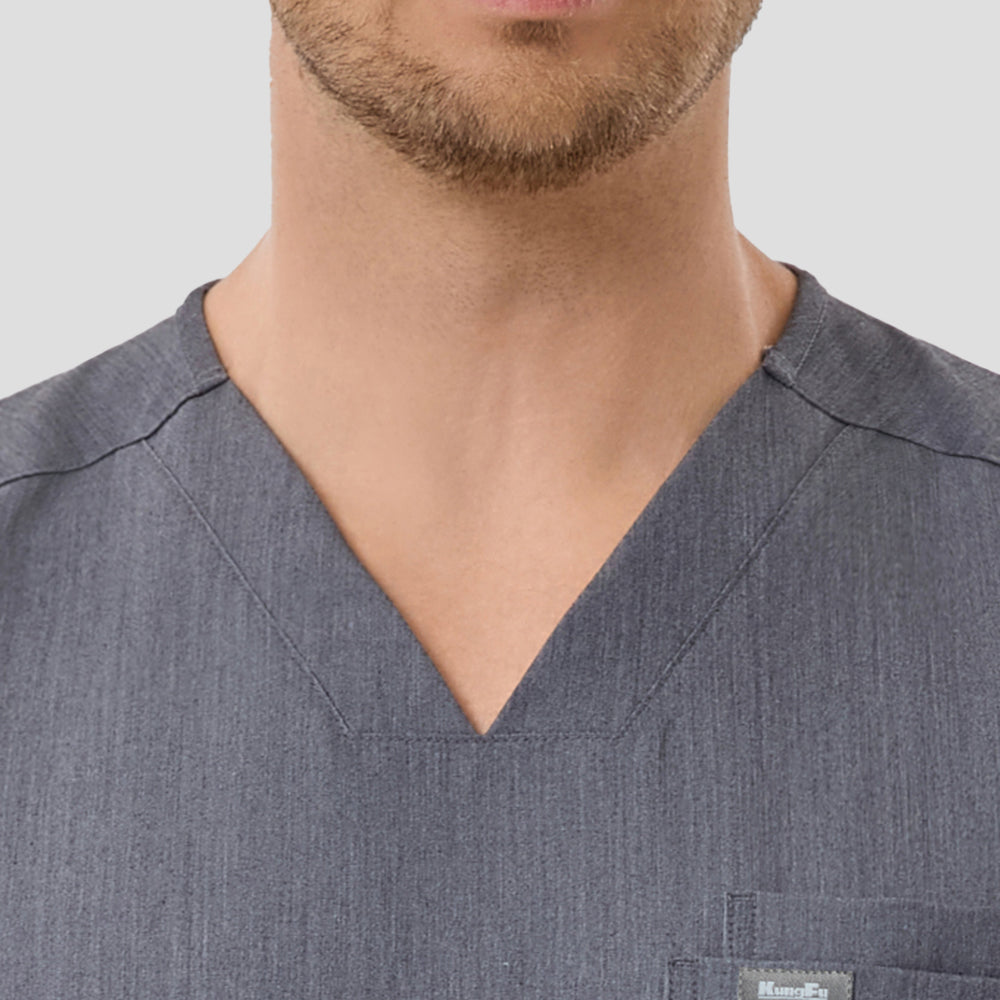 Men's Wide V-Neck Scrub Top – 4 Pockets | KungfuScrubs