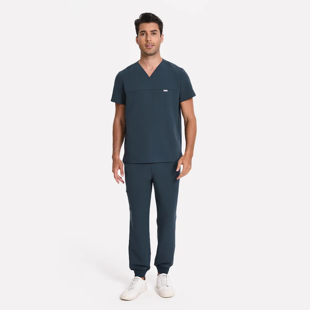Blusa médica con cuello en V para hombre - 4 bolsillos | Kungfu Scrubs