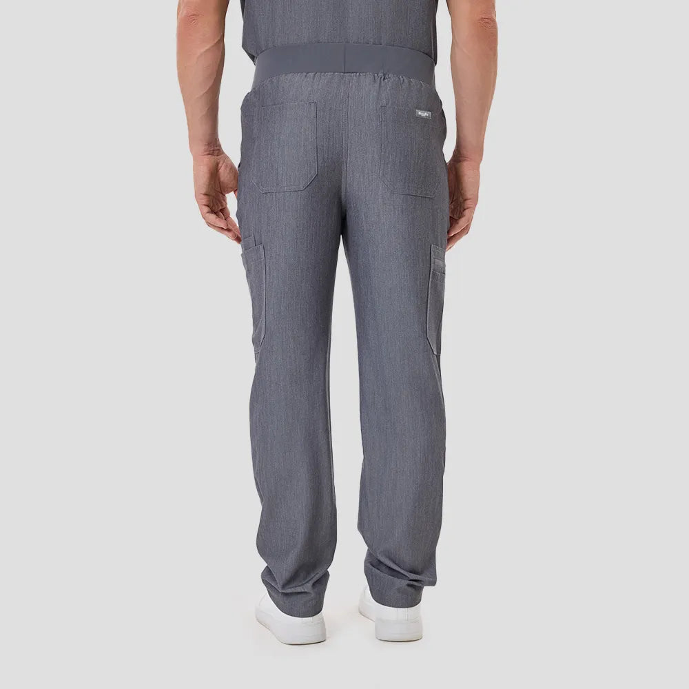 KungFu Scrubs men’s graphite scrub pants back view with rear pocket detail