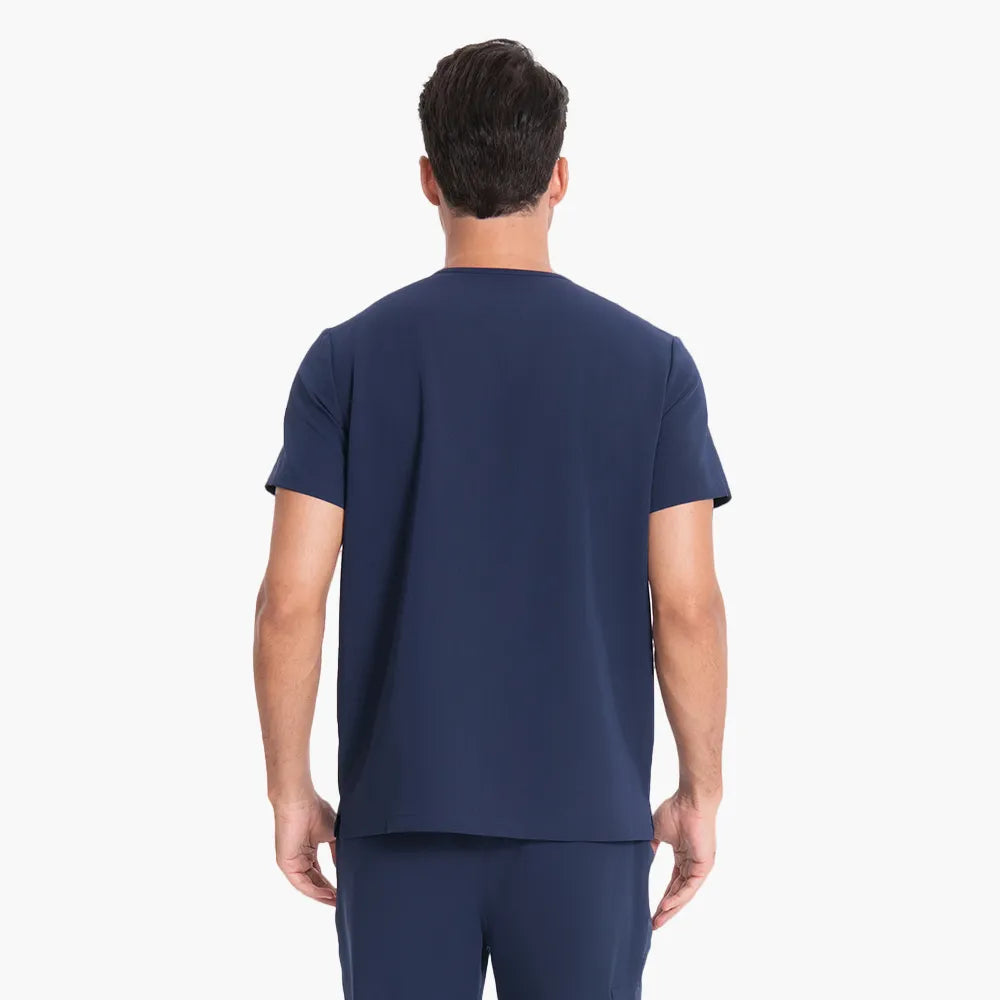 Blusa médica con cuello en V para hombre - 4 bolsillos | Kungfu Scrubs