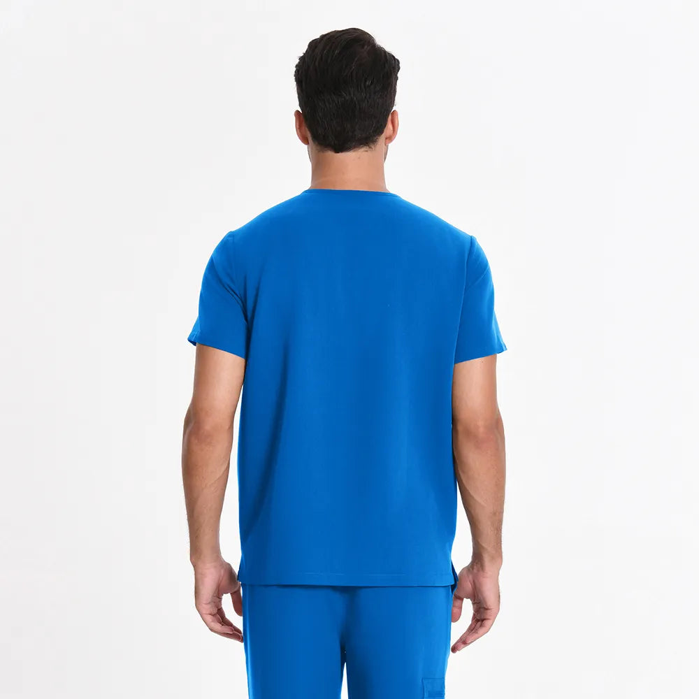 Blusa médica con cuello en V para hombre - 4 bolsillos | Kungfu Scrubs